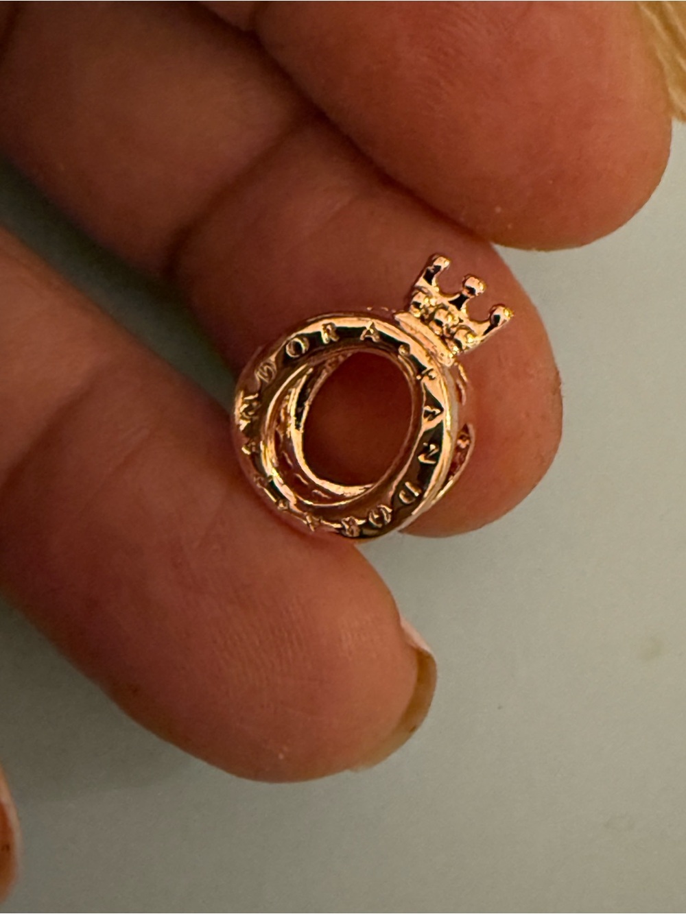 Crown Ring Charm in Rose Gold - Women's Jewelry
